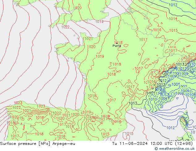 pression de l'air Arpege-eu mar 11.06.2024 12 UTC
