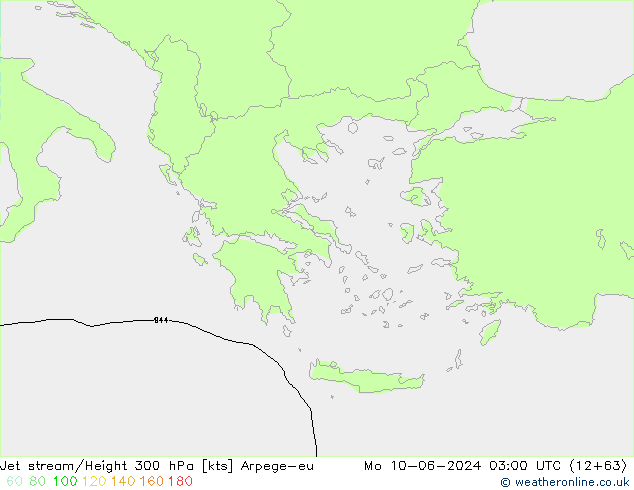 Jet stream/Height 300 hPa Arpege-eu Mo 10.06.2024 03 UTC