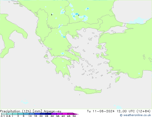 Yağış (12h) Arpege-eu Sa 11.06.2024 00 UTC