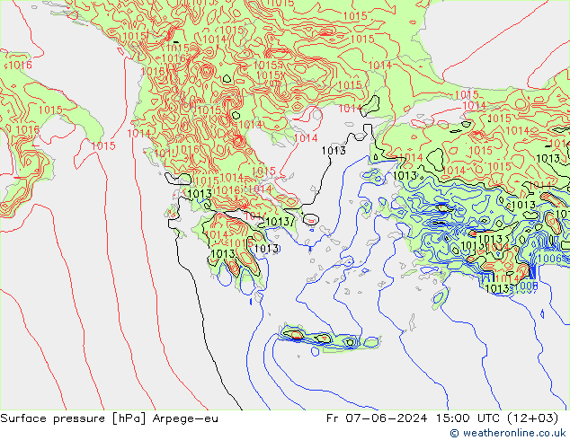 приземное давление Arpege-eu пт 07.06.2024 15 UTC