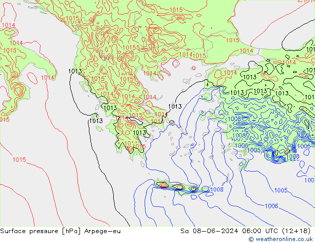 Luchtdruk (Grond) Arpege-eu za 08.06.2024 06 UTC