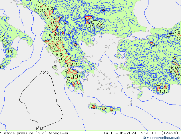 Luchtdruk (Grond) Arpege-eu di 11.06.2024 12 UTC