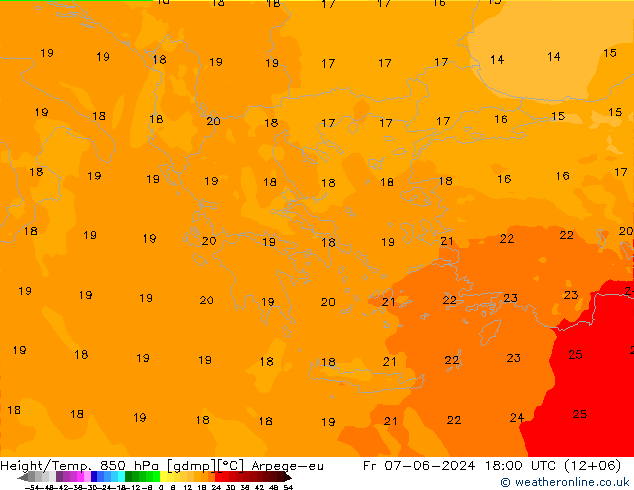 Height/Temp. 850 hPa Arpege-eu Fr 07.06.2024 18 UTC