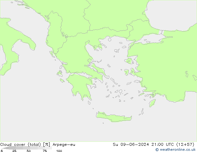 Bewolking (Totaal) Arpege-eu zo 09.06.2024 21 UTC