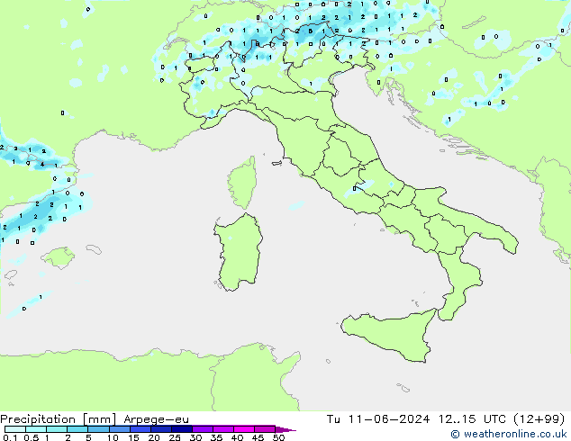 осадки Arpege-eu вт 11.06.2024 15 UTC