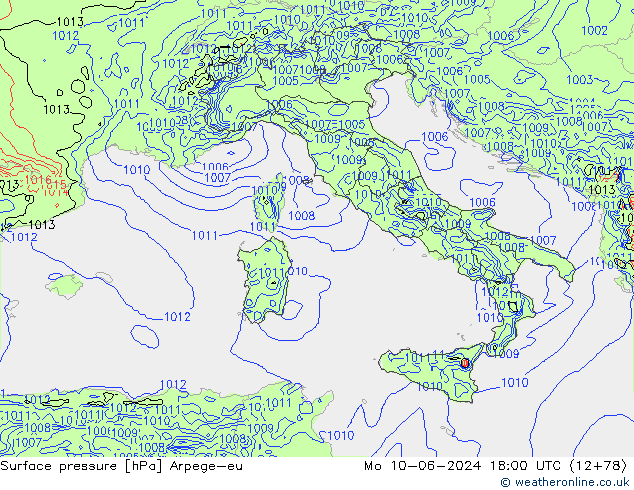 pressão do solo Arpege-eu Seg 10.06.2024 18 UTC