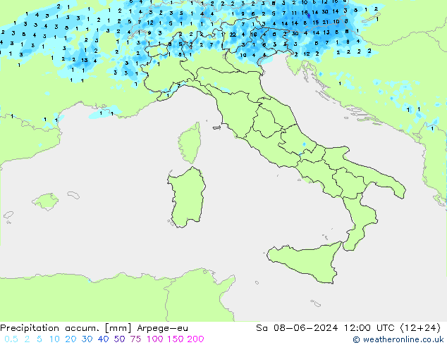Toplam Yağış Arpege-eu Cts 08.06.2024 12 UTC