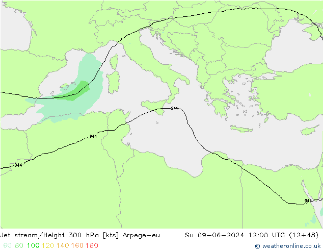 Corriente en chorro Arpege-eu dom 09.06.2024 12 UTC