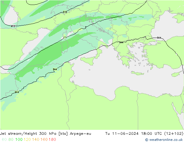 Jet Akımları Arpege-eu Sa 11.06.2024 18 UTC