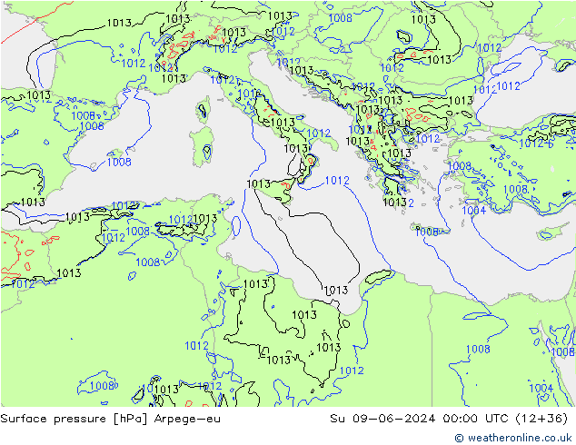 Bodendruck Arpege-eu So 09.06.2024 00 UTC