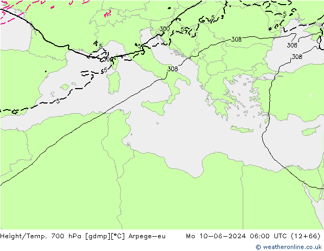 Géop./Temp. 700 hPa Arpege-eu lun 10.06.2024 06 UTC
