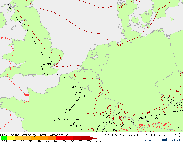 Maks. Rüzgar Hızı Arpege-eu Cts 08.06.2024 12 UTC