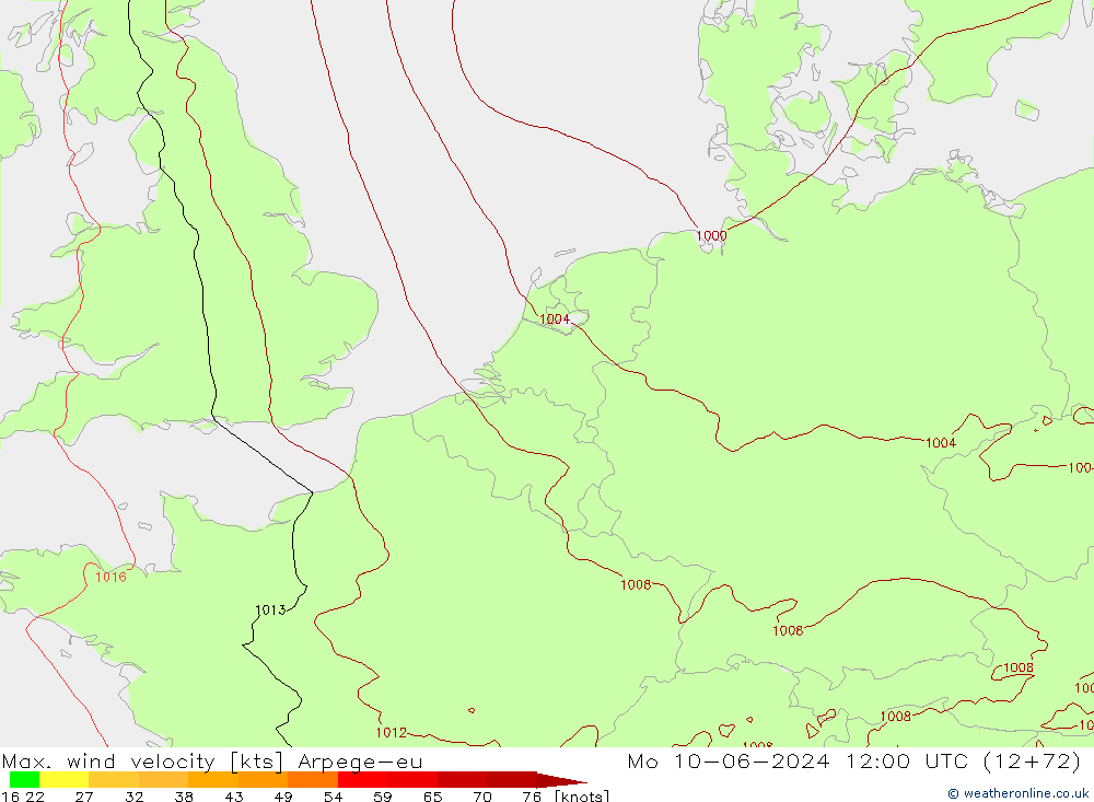 Max. wind snelheid Arpege-eu ma 10.06.2024 12 UTC