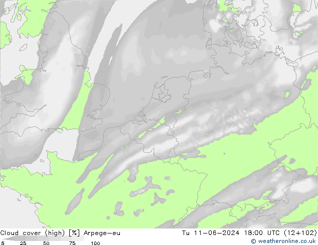 Bewolking (Hoog) Arpege-eu di 11.06.2024 18 UTC