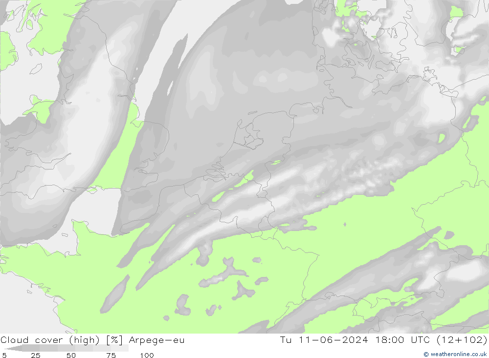 Wolken (hohe) Arpege-eu Di 11.06.2024 18 UTC