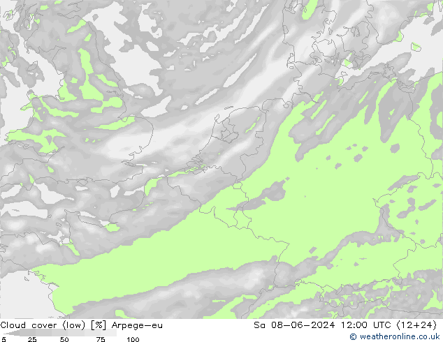 облака (низкий) Arpege-eu сб 08.06.2024 12 UTC