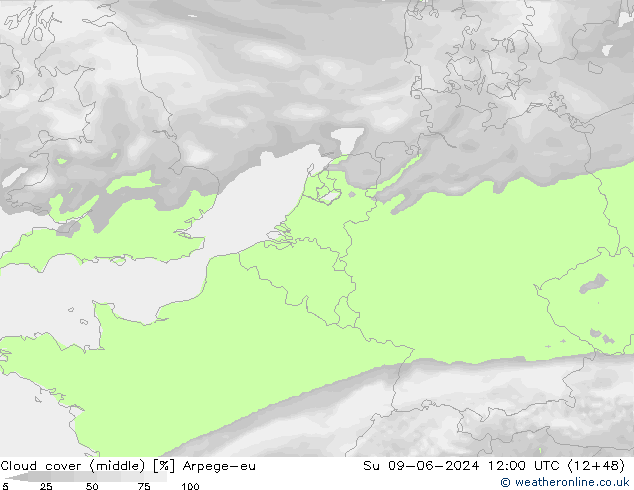 Bewolking (Middelb.) Arpege-eu zo 09.06.2024 12 UTC