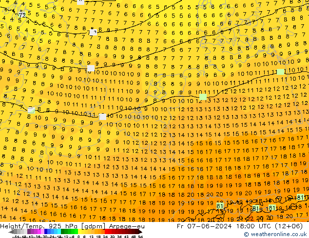 Height/Temp. 925 hPa Arpege-eu pt. 07.06.2024 18 UTC