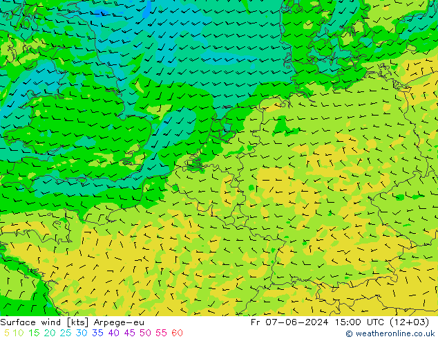 Surface wind Arpege-eu Fr 07.06.2024 15 UTC