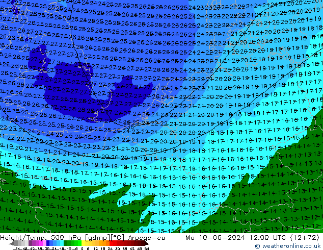 Height/Temp. 500 hPa Arpege-eu Po 10.06.2024 12 UTC