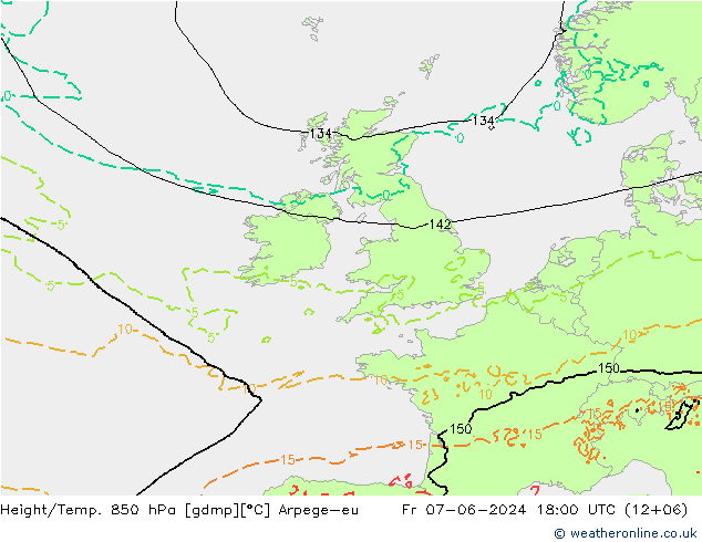 Height/Temp. 850 гПа Arpege-eu пт 07.06.2024 18 UTC