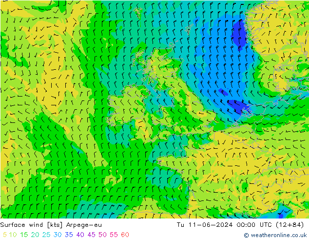 Rüzgar 10 m Arpege-eu Sa 11.06.2024 00 UTC