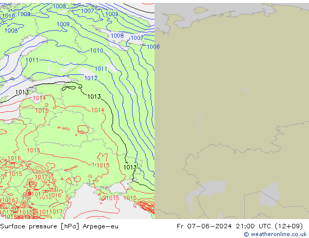 Surface pressure Arpege-eu Fr 07.06.2024 21 UTC