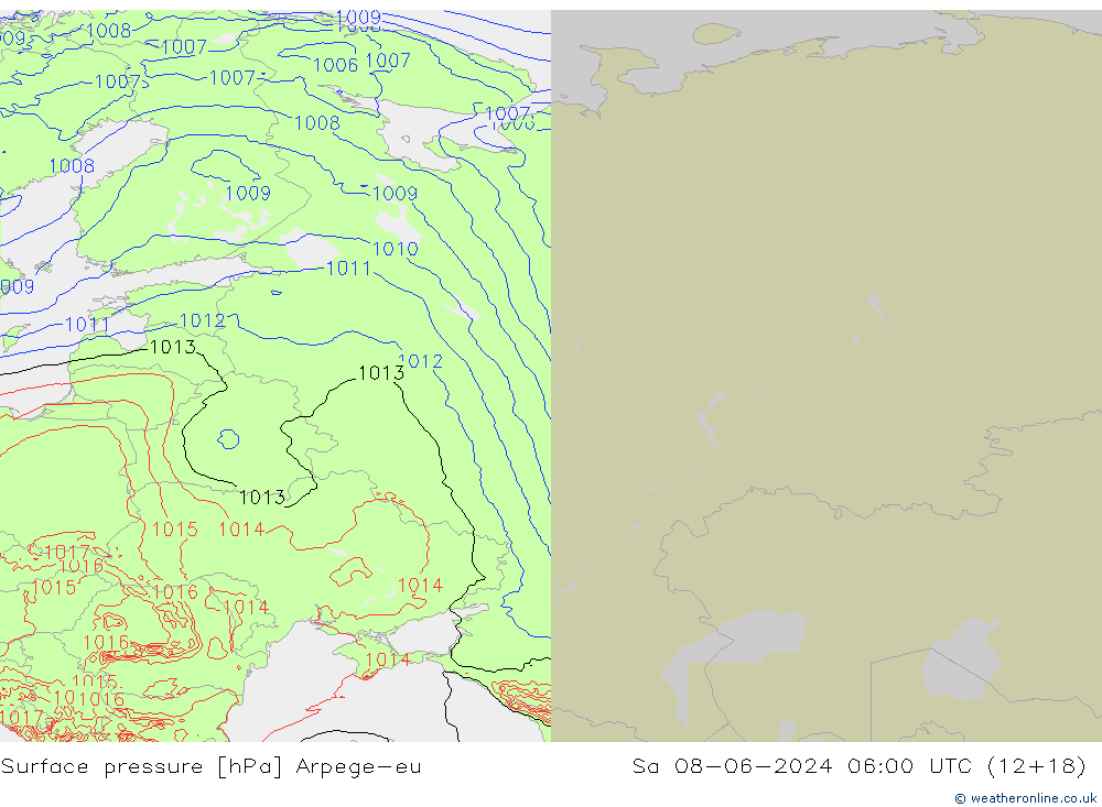 Surface pressure Arpege-eu Sa 08.06.2024 06 UTC