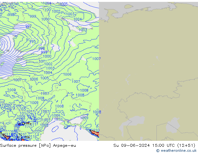 приземное давление Arpege-eu Вс 09.06.2024 15 UTC