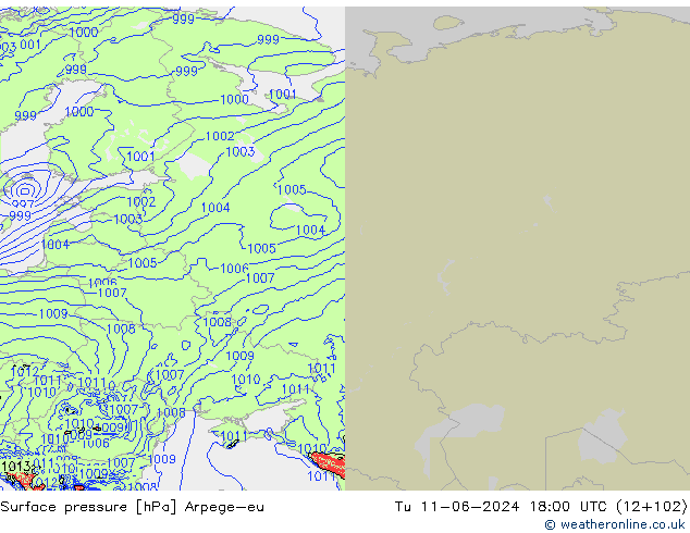 Yer basıncı Arpege-eu Sa 11.06.2024 18 UTC