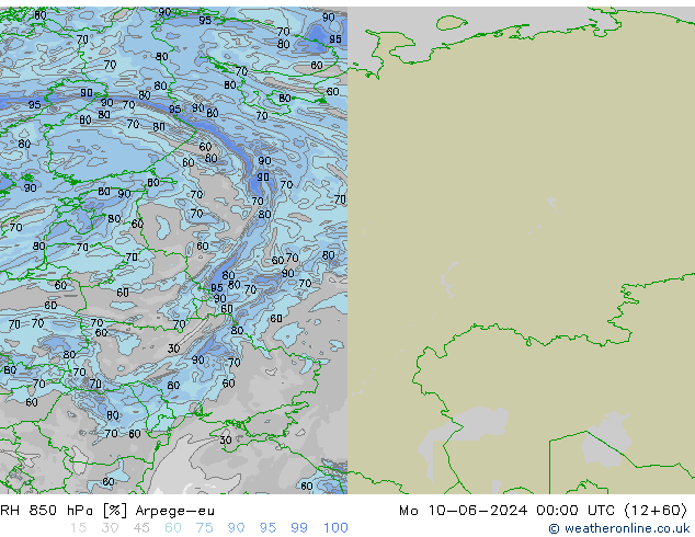 RV 850 hPa Arpege-eu ma 10.06.2024 00 UTC