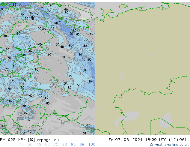 RH 925 hPa Arpege-eu Fr 07.06.2024 18 UTC