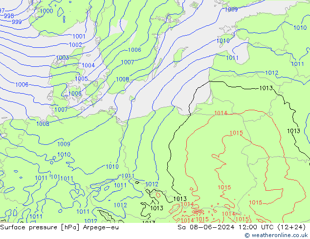 приземное давление Arpege-eu сб 08.06.2024 12 UTC