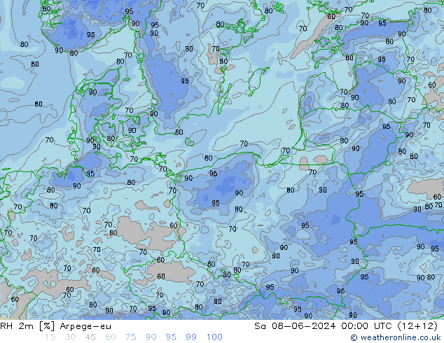 RH 2m Arpege-eu so. 08.06.2024 00 UTC