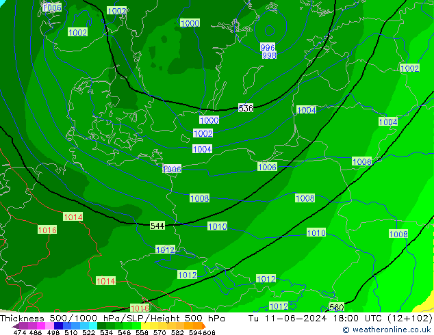 Dikte 500-1000hPa Arpege-eu di 11.06.2024 18 UTC