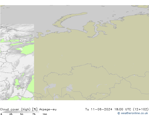 Nuages (élevé) Arpege-eu mar 11.06.2024 18 UTC