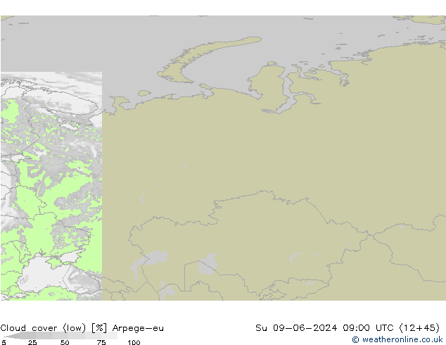 nízká oblaka Arpege-eu Ne 09.06.2024 09 UTC