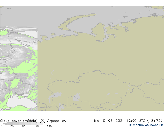 zachmurzenie (środk.) Arpege-eu pon. 10.06.2024 12 UTC