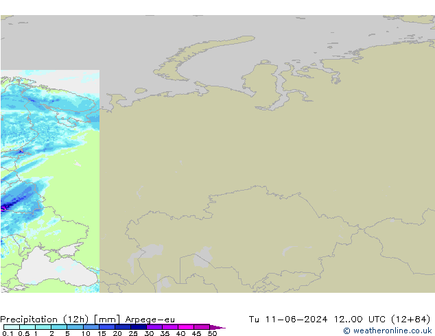 Precipitazione (12h) Arpege-eu mar 11.06.2024 00 UTC