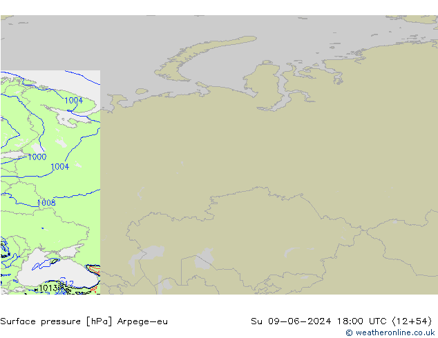 Surface pressure Arpege-eu Su 09.06.2024 18 UTC