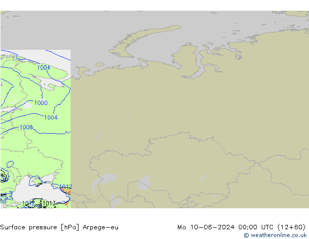 pressão do solo Arpege-eu Seg 10.06.2024 00 UTC