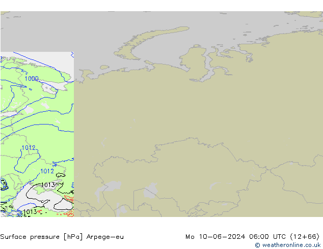 Pressione al suolo Arpege-eu lun 10.06.2024 06 UTC