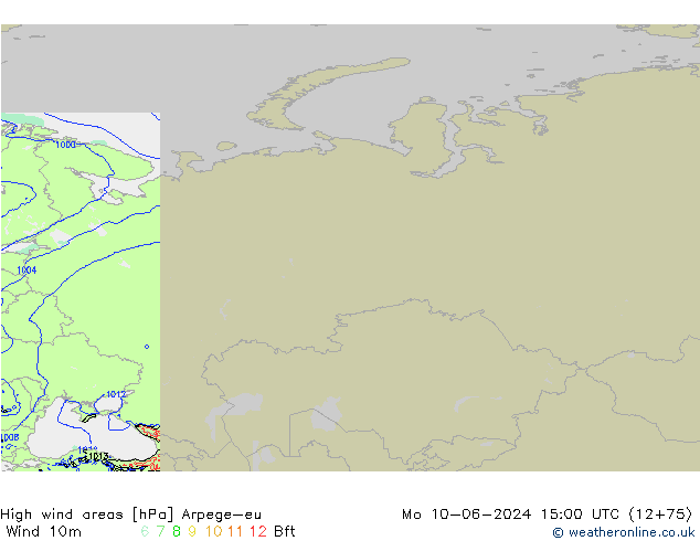 yüksek rüzgarlı alanlar Arpege-eu Pzt 10.06.2024 15 UTC