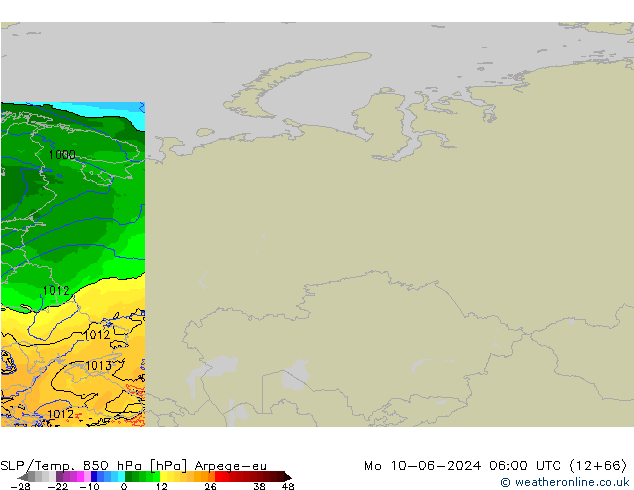 SLP/Temp. 850 hPa Arpege-eu ma 10.06.2024 06 UTC