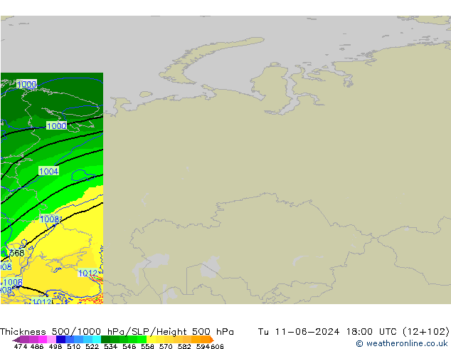 Thck 500-1000hPa Arpege-eu wto. 11.06.2024 18 UTC