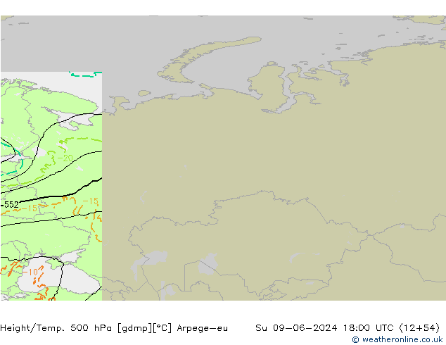 Géop./Temp. 500 hPa Arpege-eu dim 09.06.2024 18 UTC