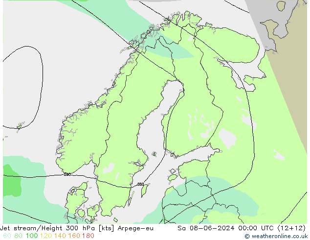 Jet stream/Height 300 hPa Arpege-eu Sa 08.06.2024 00 UTC