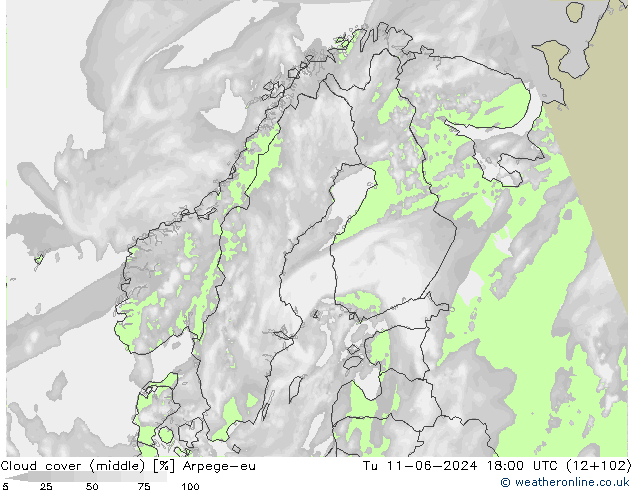 nuvens (médio) Arpege-eu Ter 11.06.2024 18 UTC
