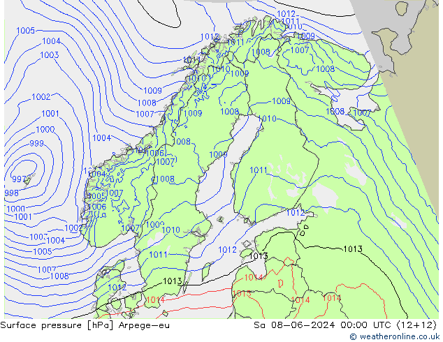 Surface pressure Arpege-eu Sa 08.06.2024 00 UTC