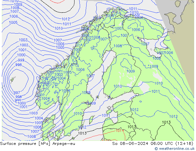 pressão do solo Arpege-eu Sáb 08.06.2024 06 UTC